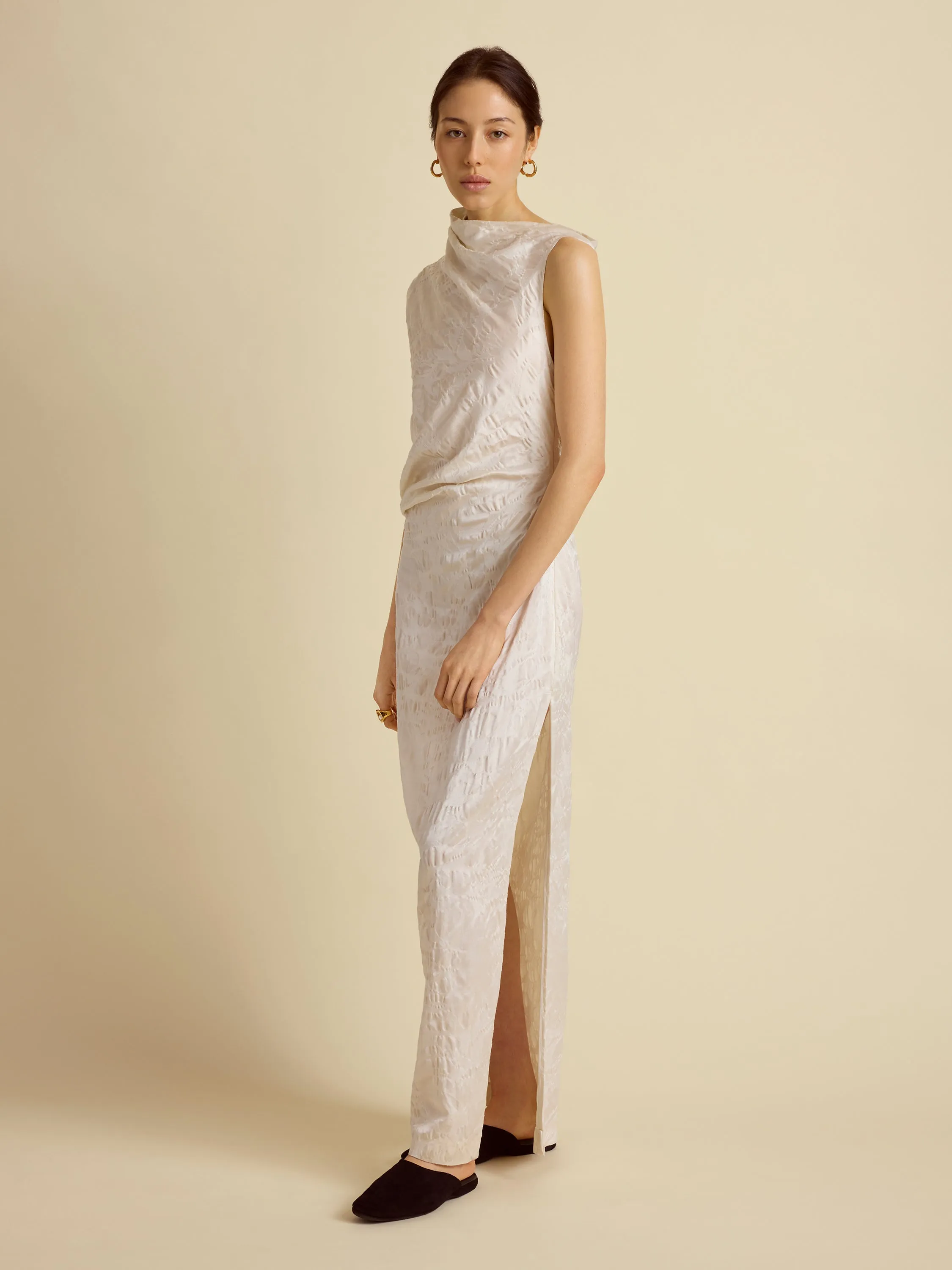 Satin Jacquard Column Dress sold by Marina Moscone product image thumbnail 2