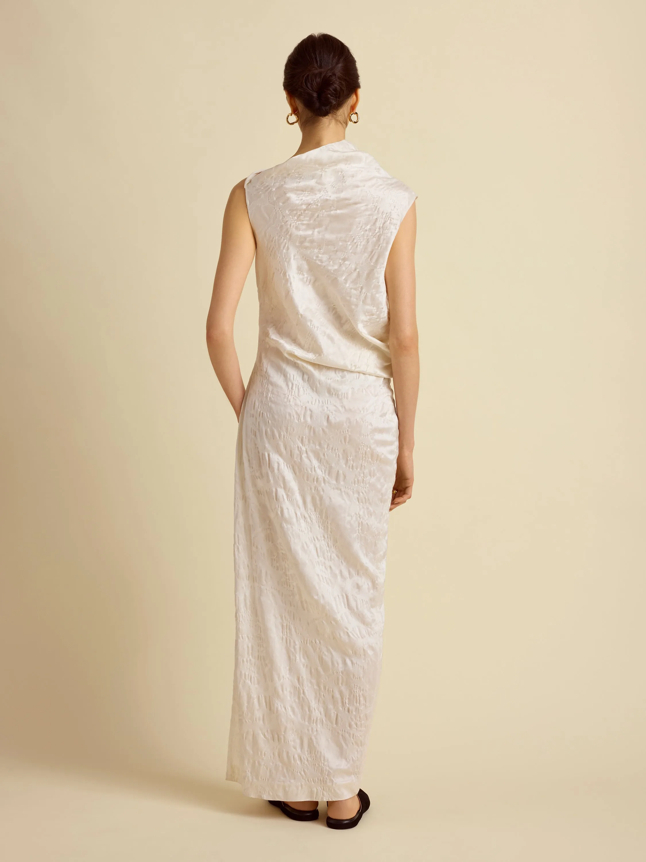 Satin Jacquard Column Dress sold by Marina Moscone product image thumbnail 3