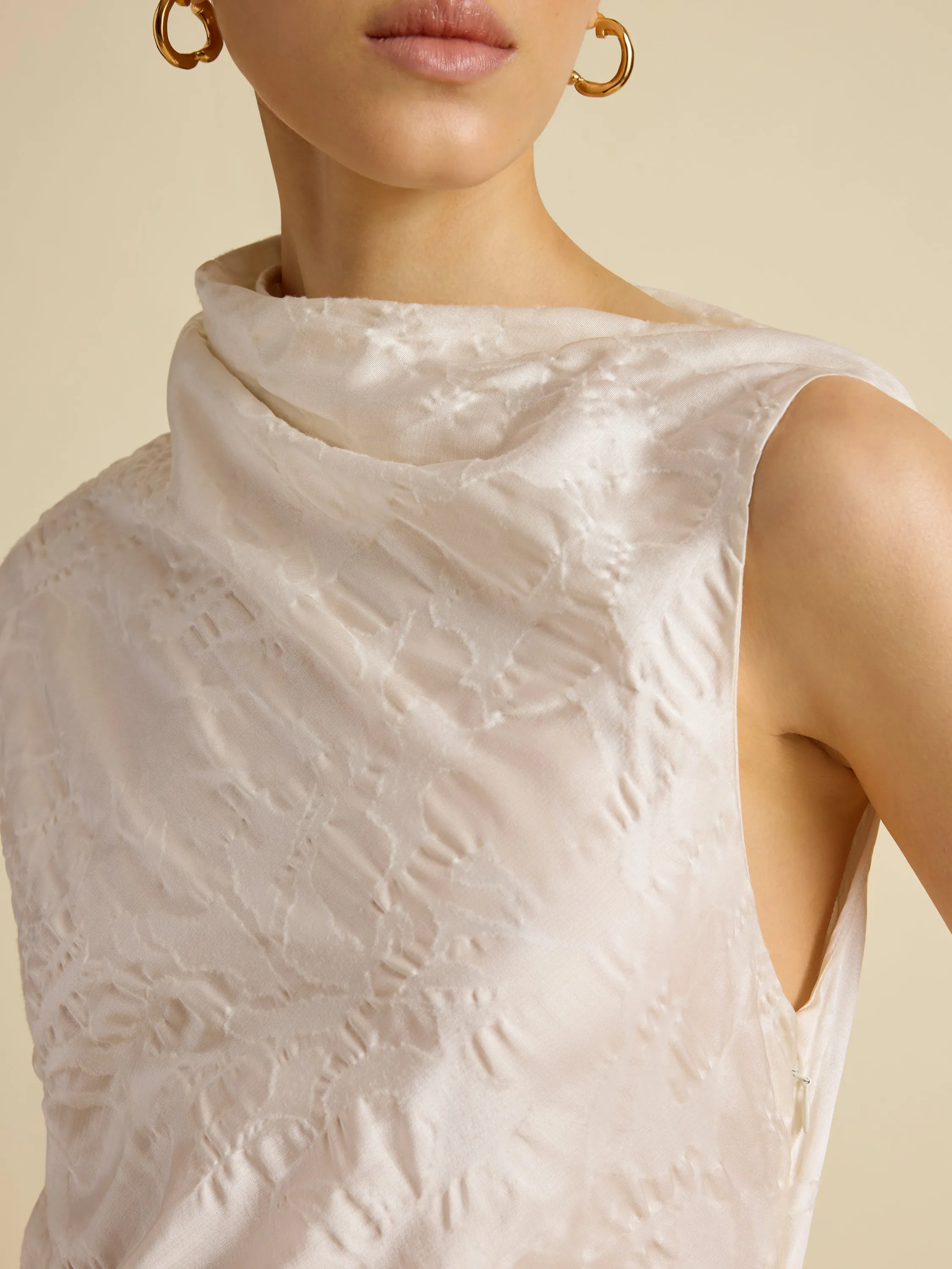Satin Jacquard Column Dress sold by Marina Moscone product image thumbnail 4