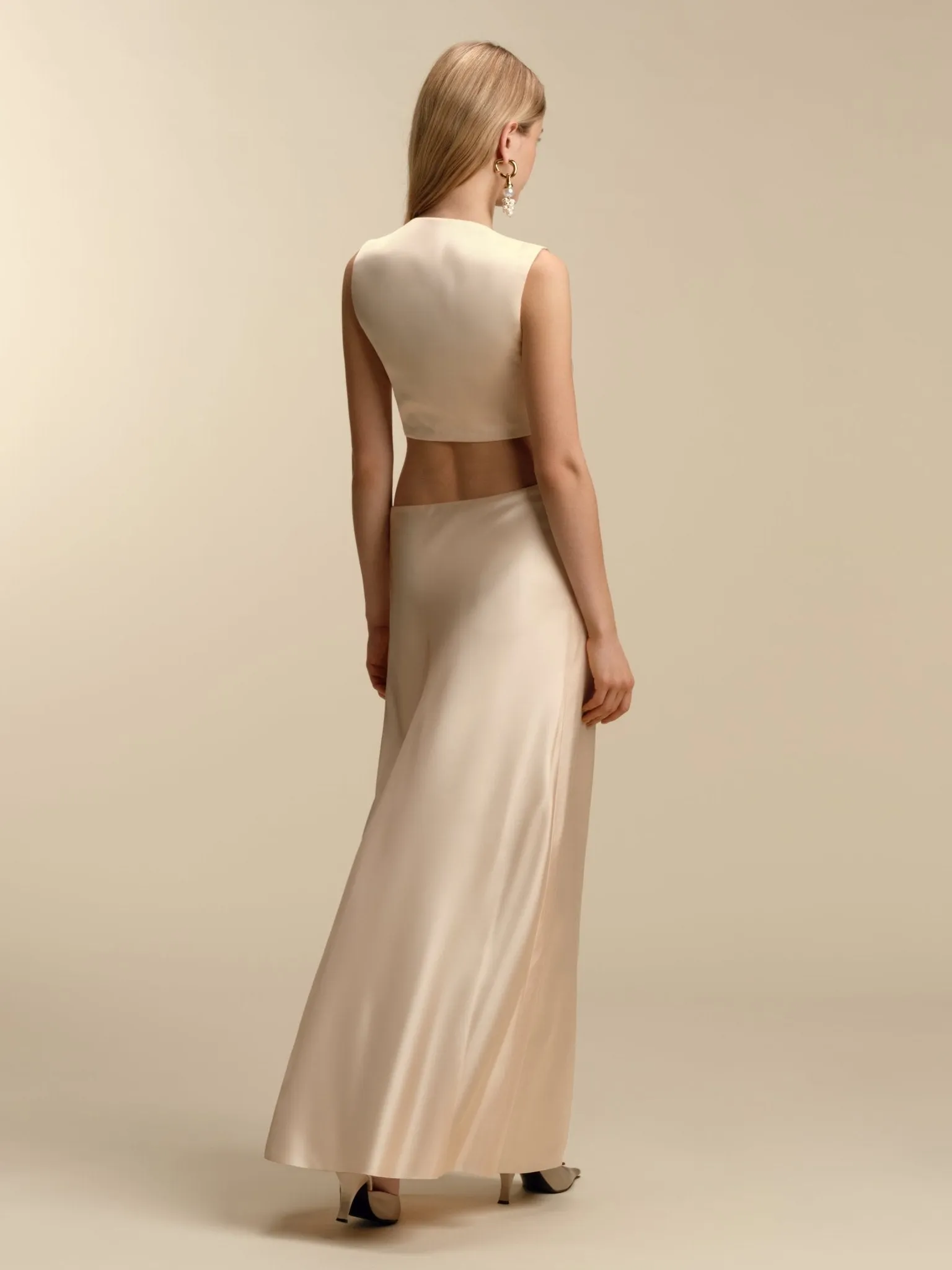 Colorblocked Satin Twist Dress sold by Marina Moscone product image thumbnail 4