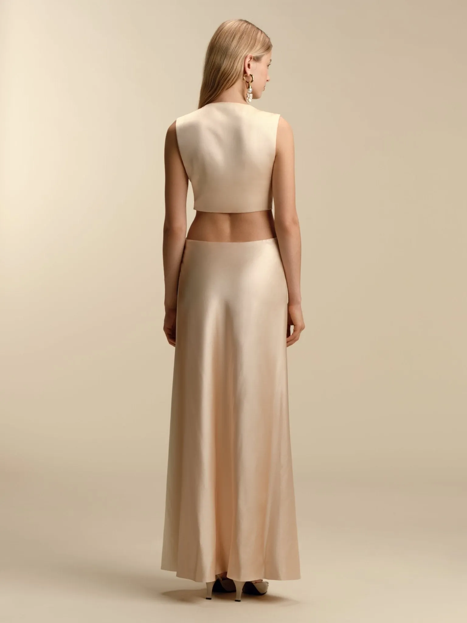 Colorblocked Satin Twist Dress sold by Marina Moscone product image thumbnail 2