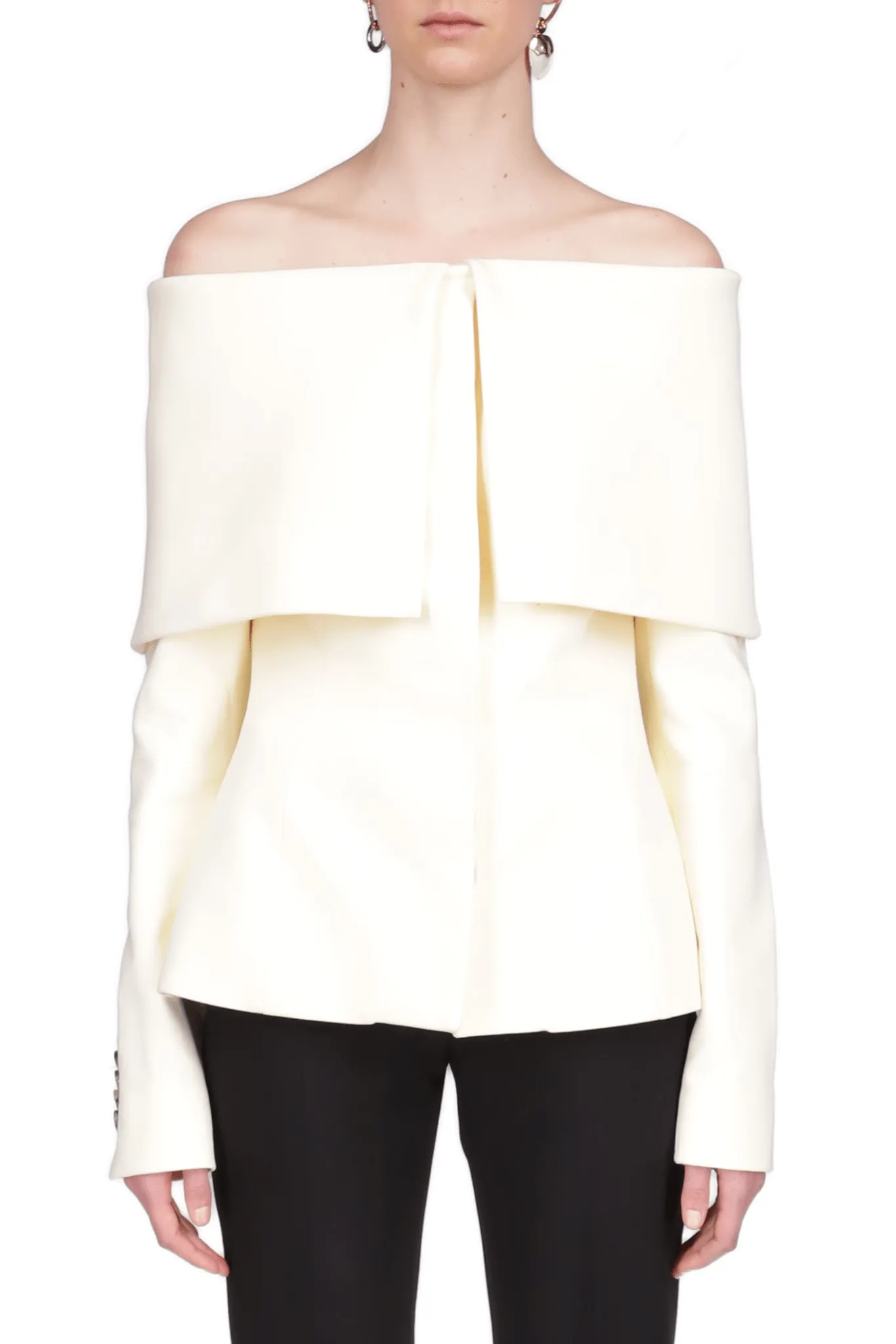 Tailored Jacket with Foldover Shawl sold by Marina Moscone