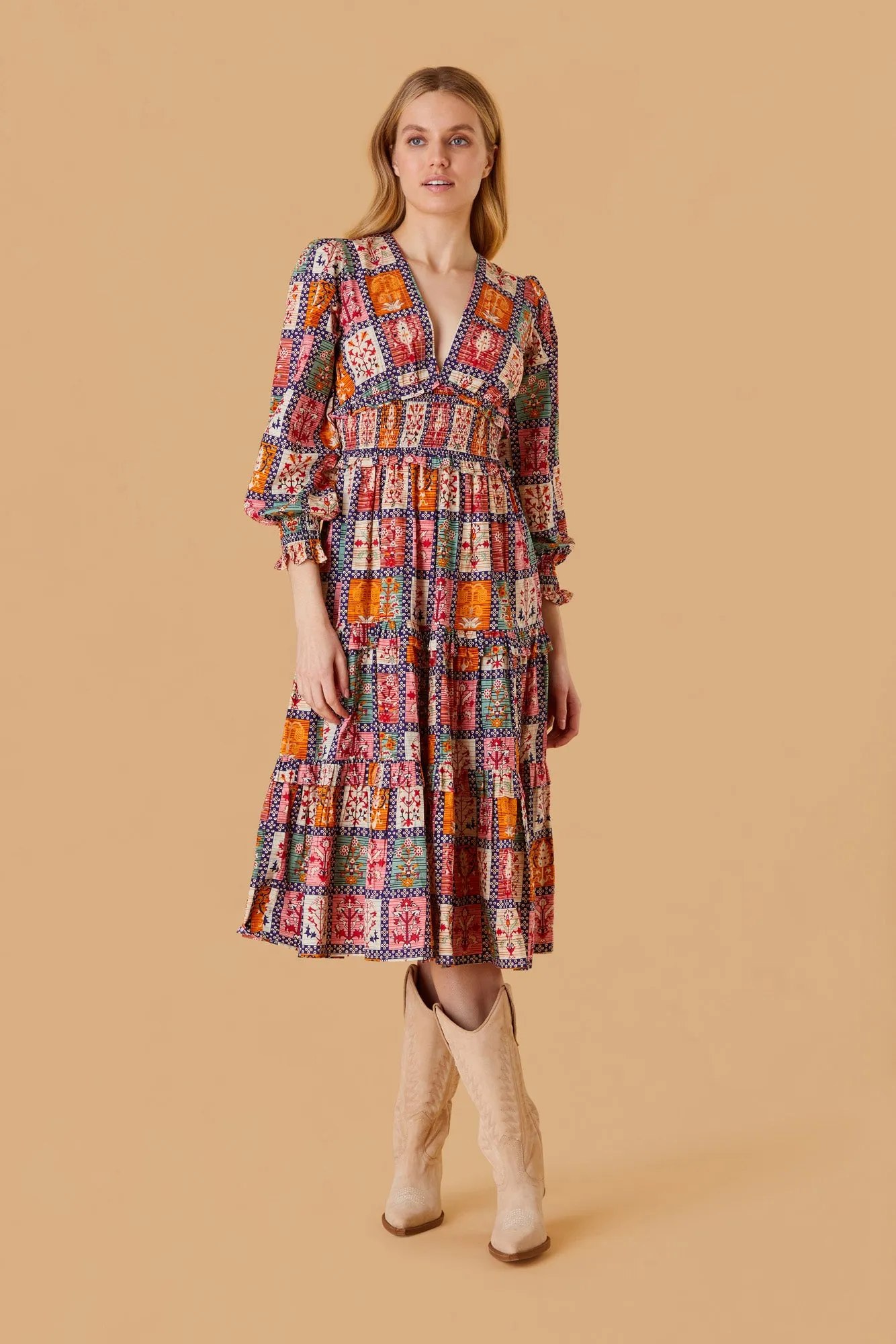 Sloan Dress, Harvest Grid sold by Olivia by Livro