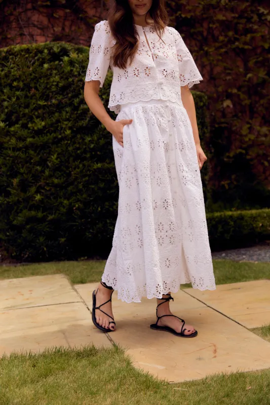 Georgia Skirt, White Eyelet sold by Olivia by Livro