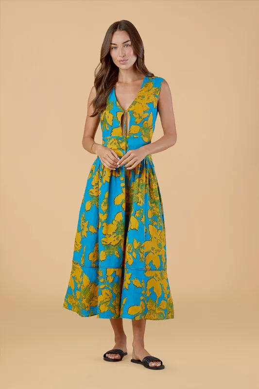 Asha Dress, Turq Flora sold by Olivia by Livro