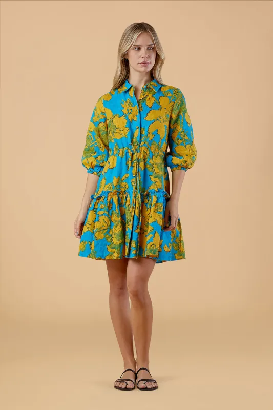 Brynn Dress, Turq Flora sold by Olivia by Livro