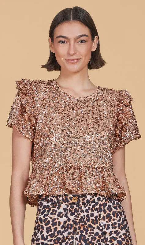 Polly Top, Gold Sequins sold by Olivia by Livro