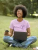 "Can I Bring My Dog?" - Black Woman Standing - Crew Neck Tee sold by Swaggles