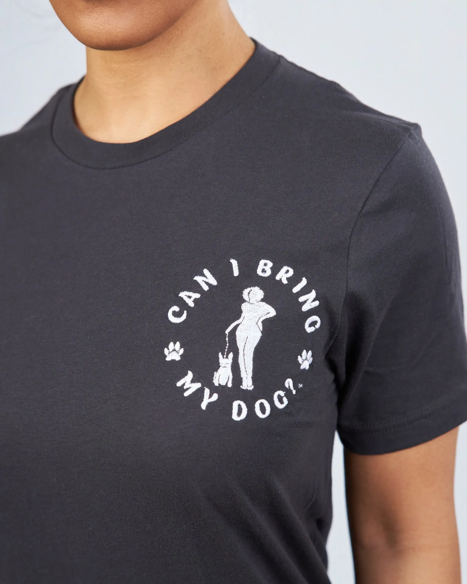 "Can I Bring My Dog?" - Black Woman Standing - Crew Neck Tee sold by Swaggles product image thumbnail 3