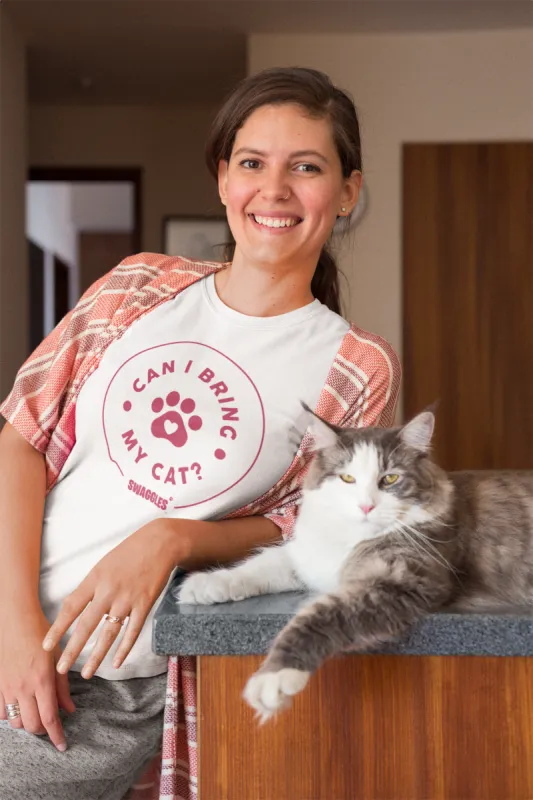 "Can I Bring My Cat?" - Women's Crew Neck Tee sold by Swaggles