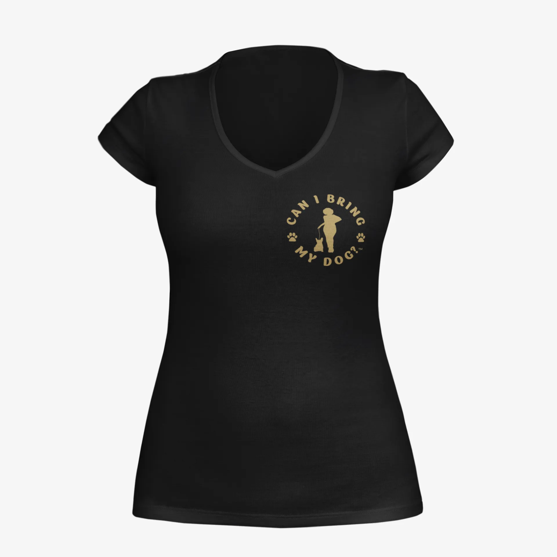"Can I Bring My Dog?" - Black Woman Standing - Deep V-Neck Tee sold by Swaggles product image thumbnail 4