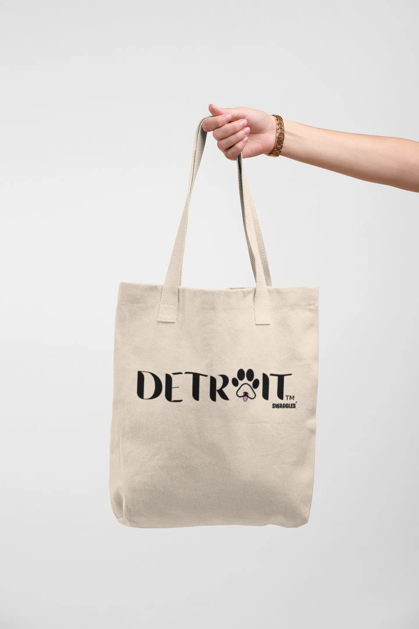 Detroit Pink Tongue - Organic Cotton Tote Bag sold by Swaggles