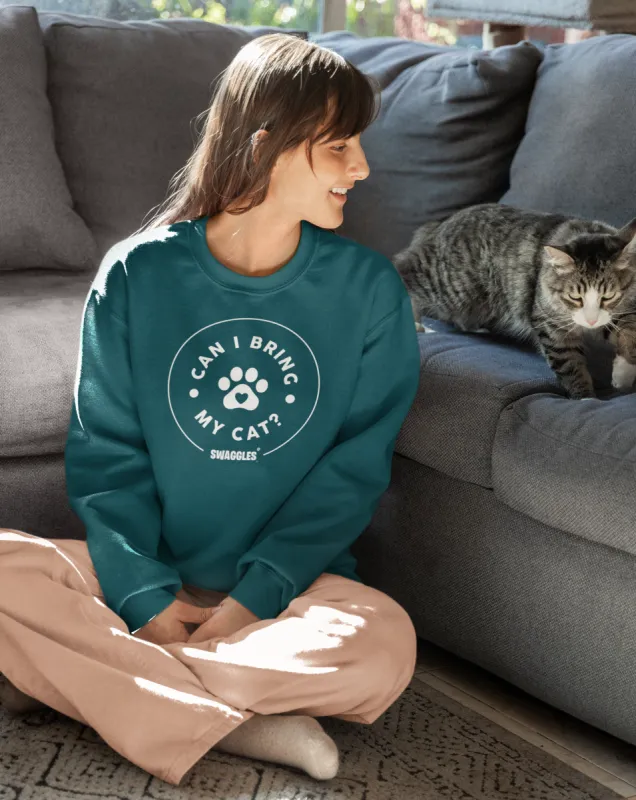 "Can I Bring My Cat?" - Women's Crew Neck Sweatshirt sold by Swaggles