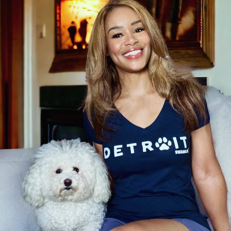 Detroit City Paw - Women's Deep V-Neck sold by Swaggles