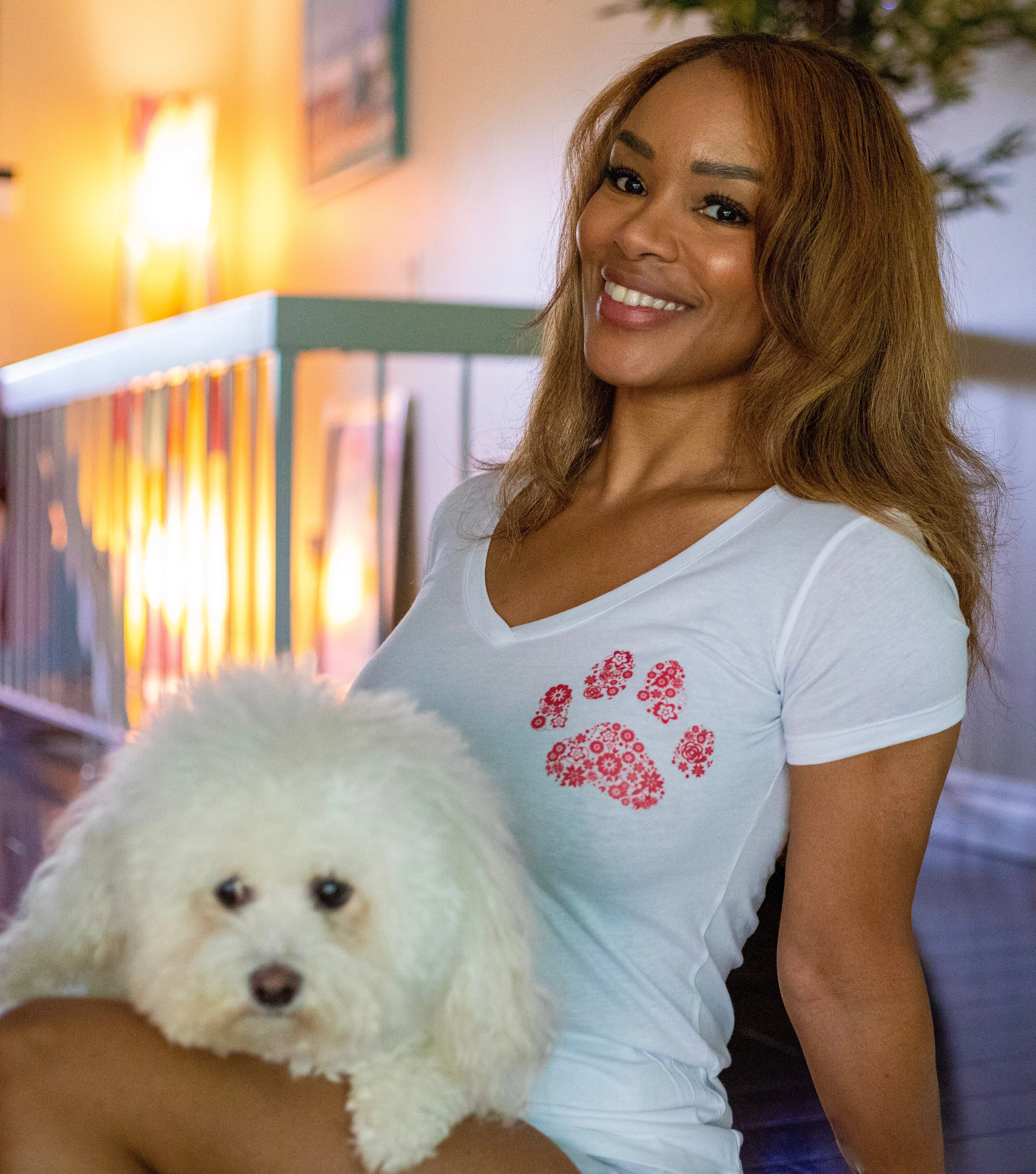 Flower Paw - Women's Deep V-Neck Tee sold by Swaggles