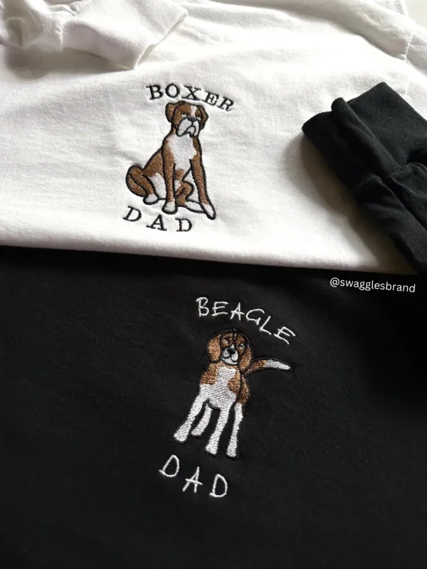 Embroidered Dog Breed Custom Design  - Men's Crew Neck Sweatshirt sold by Swaggles
