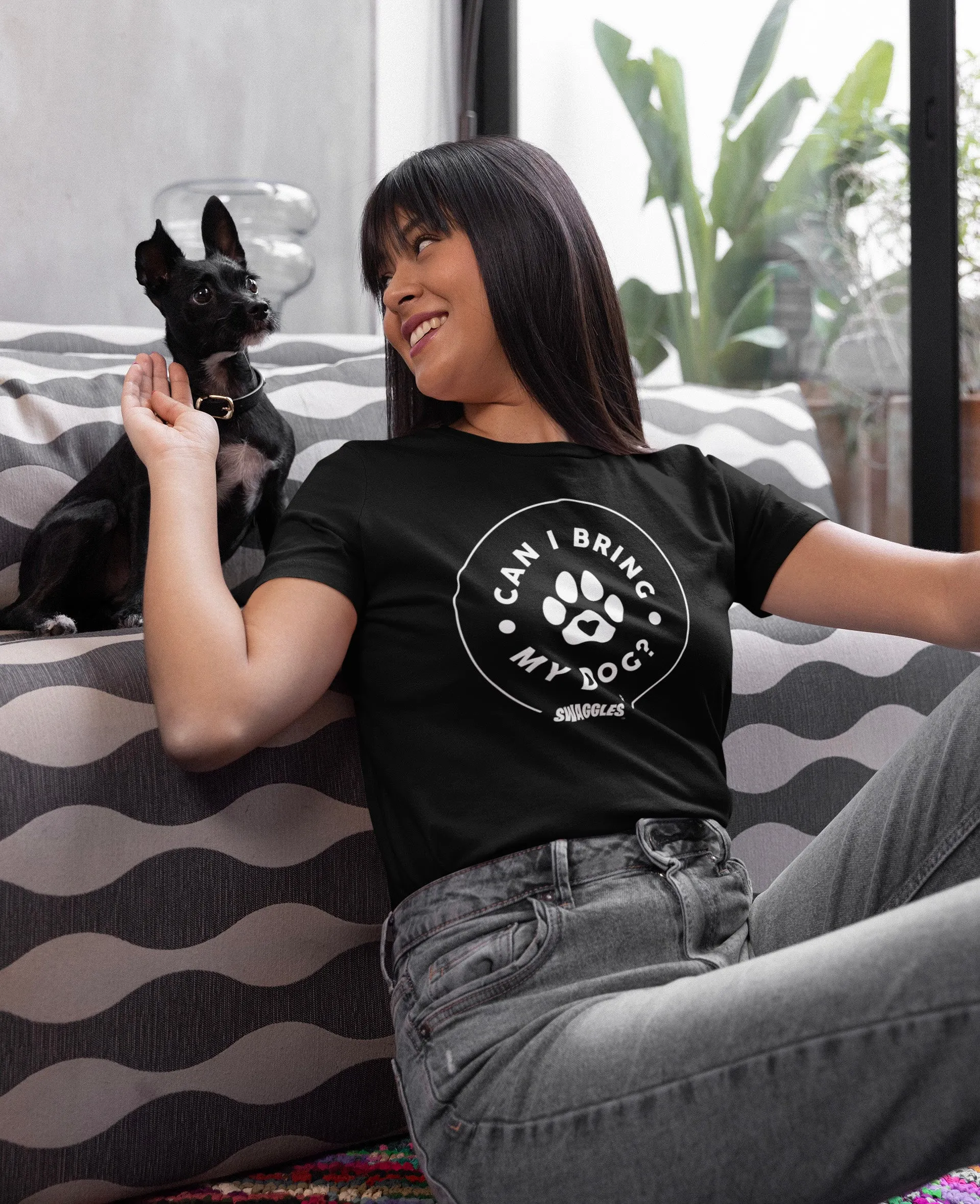 "Can I Bring My Dog?" - Paw Design - Women's Crew Neck Tee sold by Swaggles product image thumbnail 2