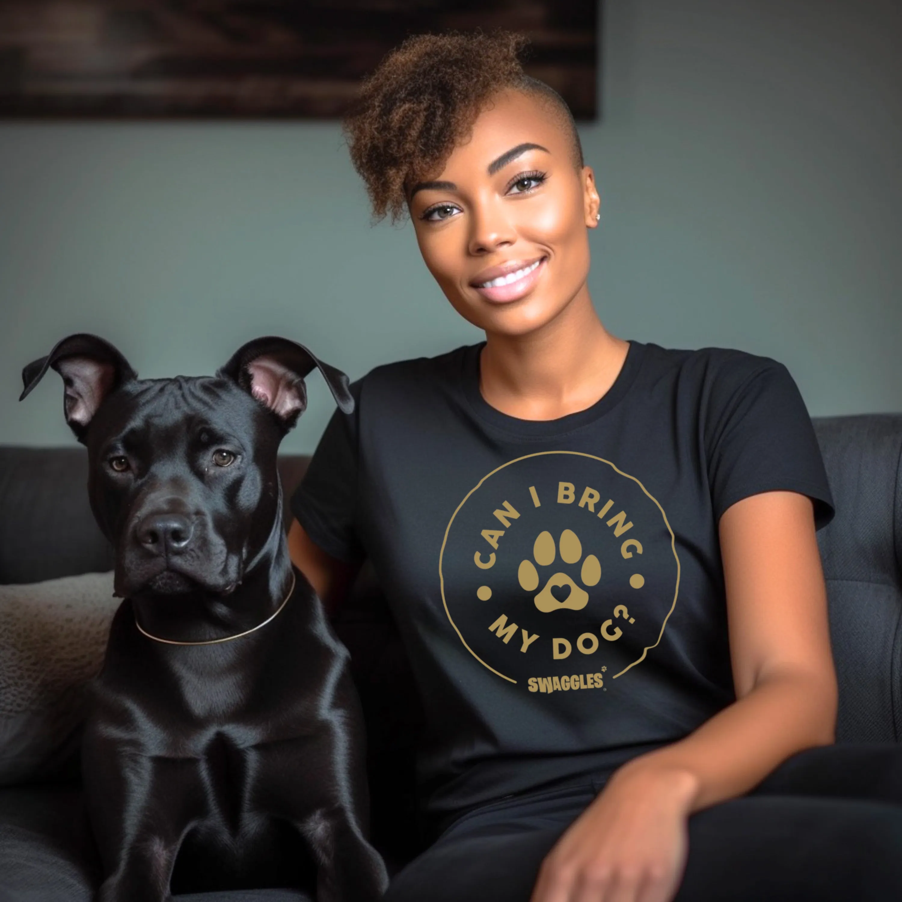 "Can I Bring My Dog?" - Paw Design - Women's Crew Neck Tee sold by Swaggles product image thumbnail 3