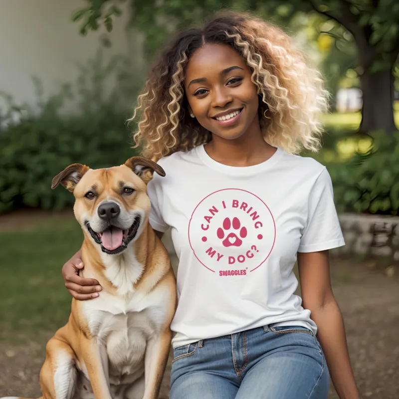 "Can I Bring My Dog?" - Paw Design - Women's Crew Neck Tee sold by Swaggles