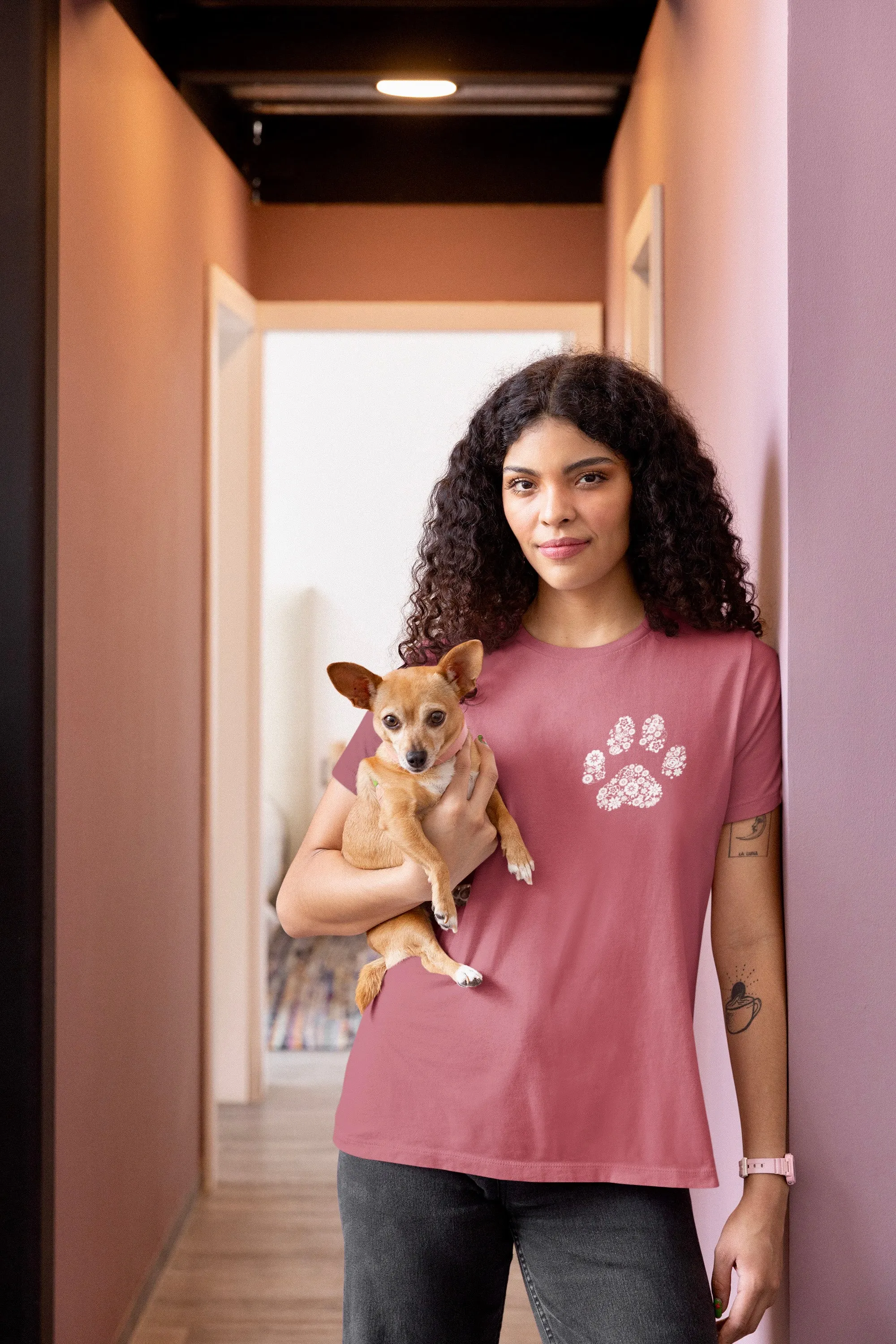 Flower Paw - Women's Crew Neck Tee sold by Swaggles product image thumbnail 2