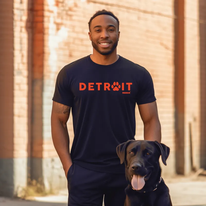 Detroit City Paw - Men's Crew Neck Tee sold by Swaggles