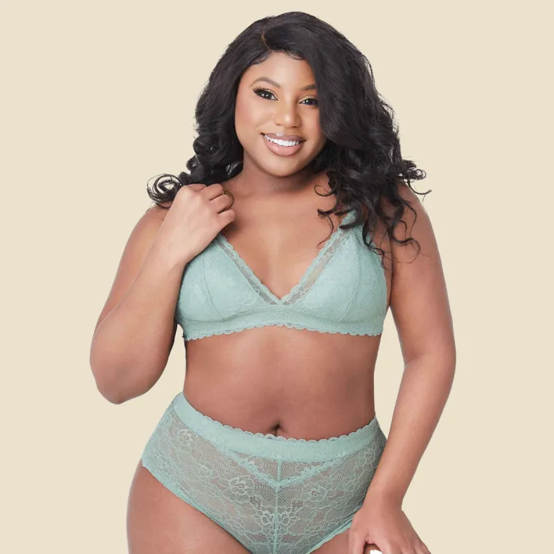 LILY Plus Comfort Triangle Wireless Recycled Lace Bralette Demi Bra sold by UCA Lingerie