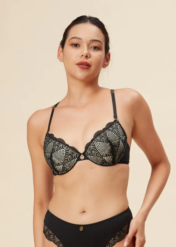 AURA Lace Convertible Back Molded Demi Bra sold by UCA Lingerie