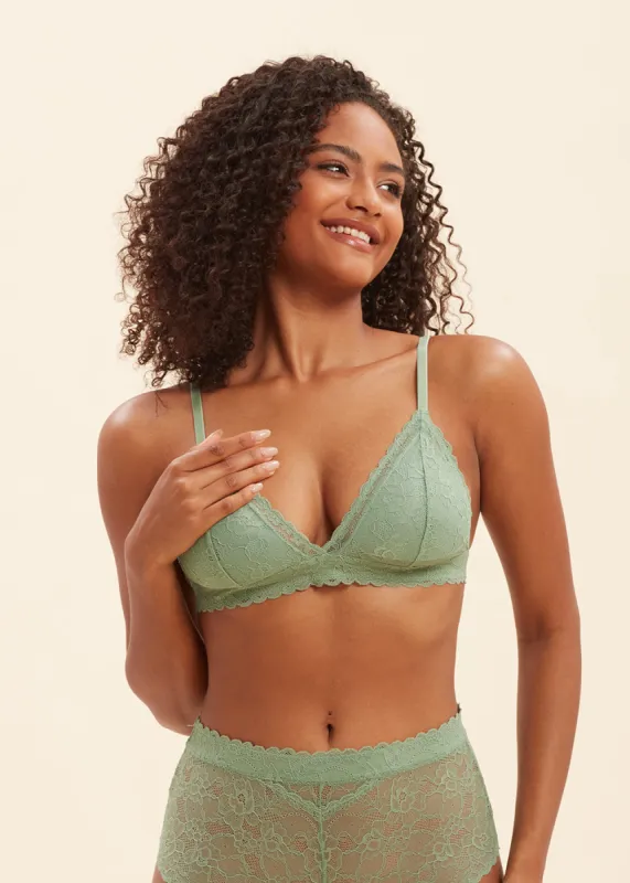 LILY Comfort Triangle Wireless Recycled Lace Bralette Demi Bra sold by UCA Lingerie