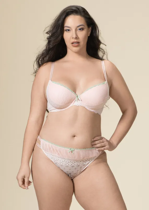 ANNIE Plus Seductive Underwired Demi Pink Lace Bra sold by UCA Lingerie