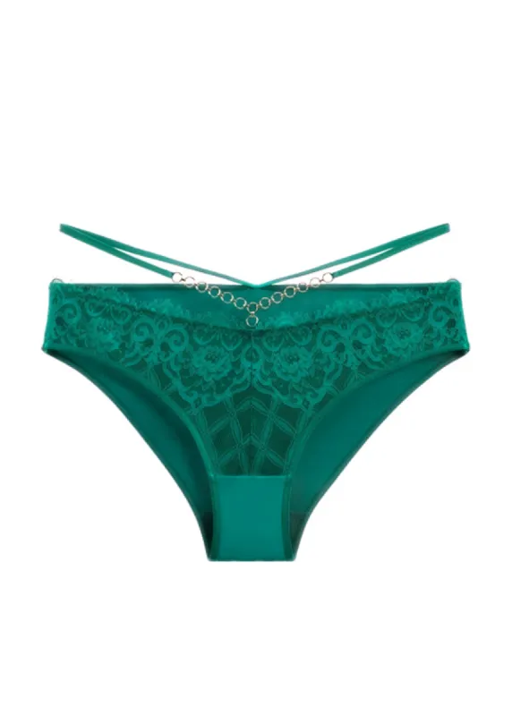 LILLIAN Plus Green Floral Lace Brief Panties sold by UCA Lingerie