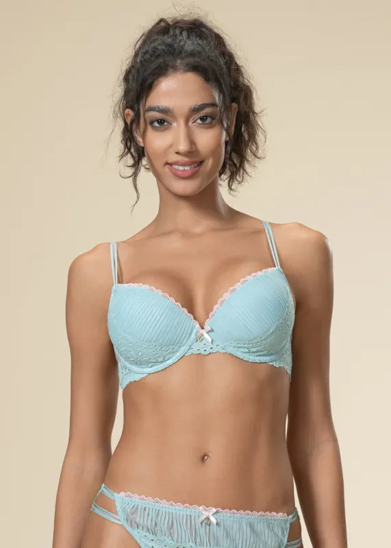 ANNIE Seductive Underwired Demi Blue Lace Bra sold by UCA Lingerie