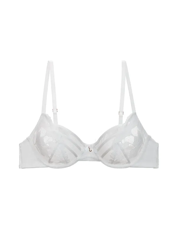 FLORA Underwired Unlined White Demi Lace Bra sold by UCA Lingerie product image thumbnail 5