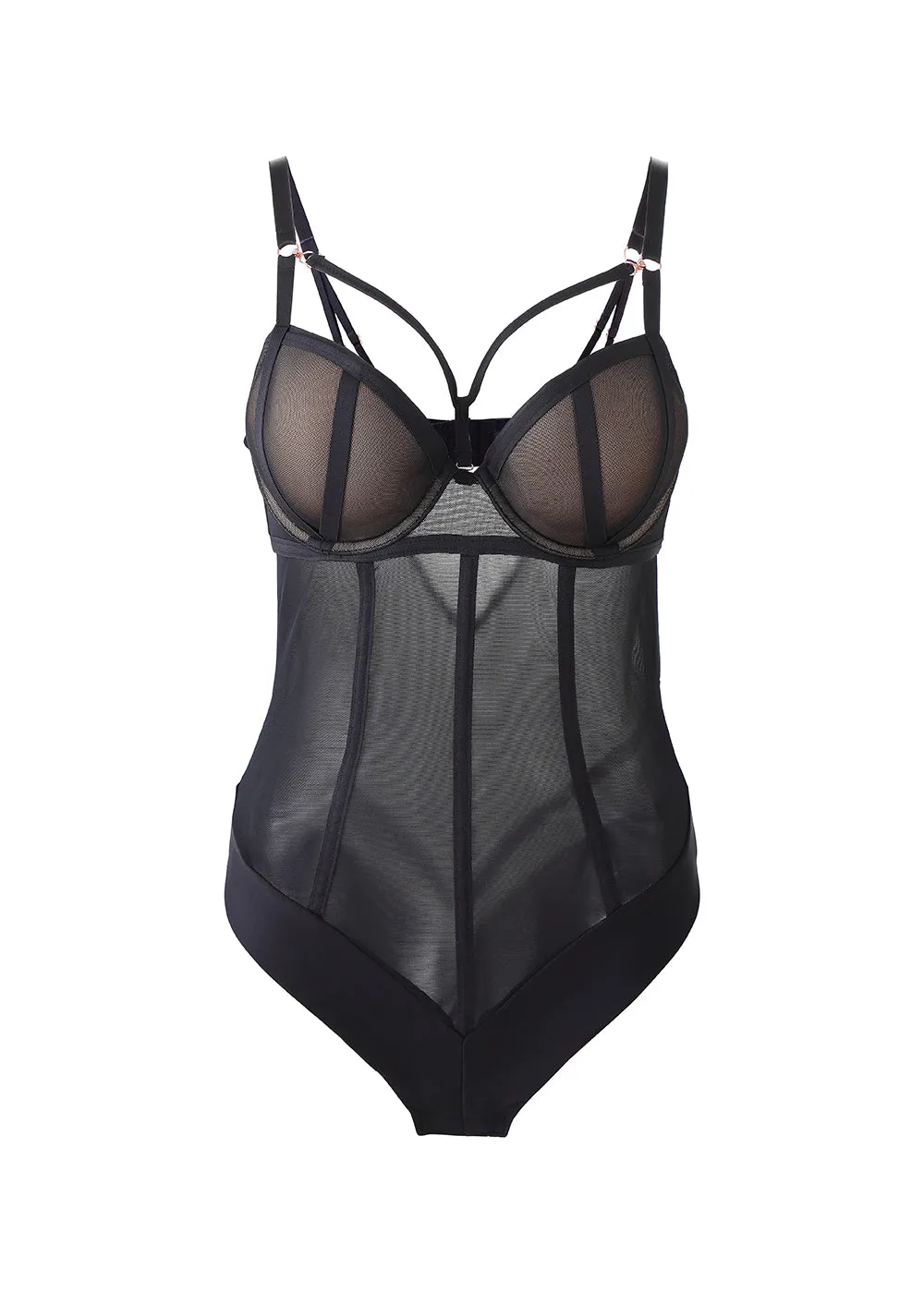 TINA Plus Sexy Push-Up Mesh Black Bodysuit sold by UCA Lingerie product image thumbnail 5