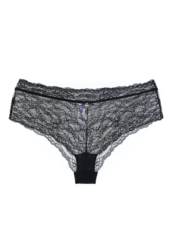 LISA Plus Sexy Floral Recycled Lace Black Boyshort Panties sold by UCA Lingerie