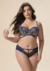 CLAIR Plus Navy Blue Lace Underwired Molded Cup Balconette Demi Long Bra sold by UCA Lingerie