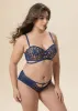 CLAIR Plus Navy Blue Lace Underwired Molded Cup Balconette Demi Long Bra sold by UCA Lingerie