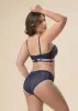 CLAIR Plus Navy Blue Lace Underwired Molded Cup Balconette Demi Long Bra sold by UCA Lingerie