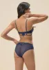 CLAIR Navy Blue Lace Underwired Molded Cup Balconette Demi Long Bra sold by UCA Lingerie