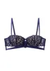 CLAIR Navy Blue Lace Underwired Molded Cup Balconette Demi Long Bra sold by UCA Lingerie