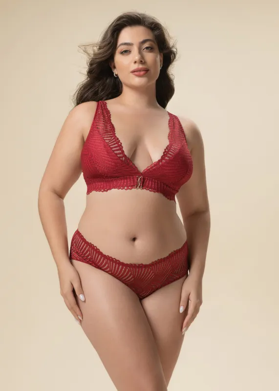 MILANO Plus Red Lace Triangle Bralette with Removable Padding sold by UCA Lingerie