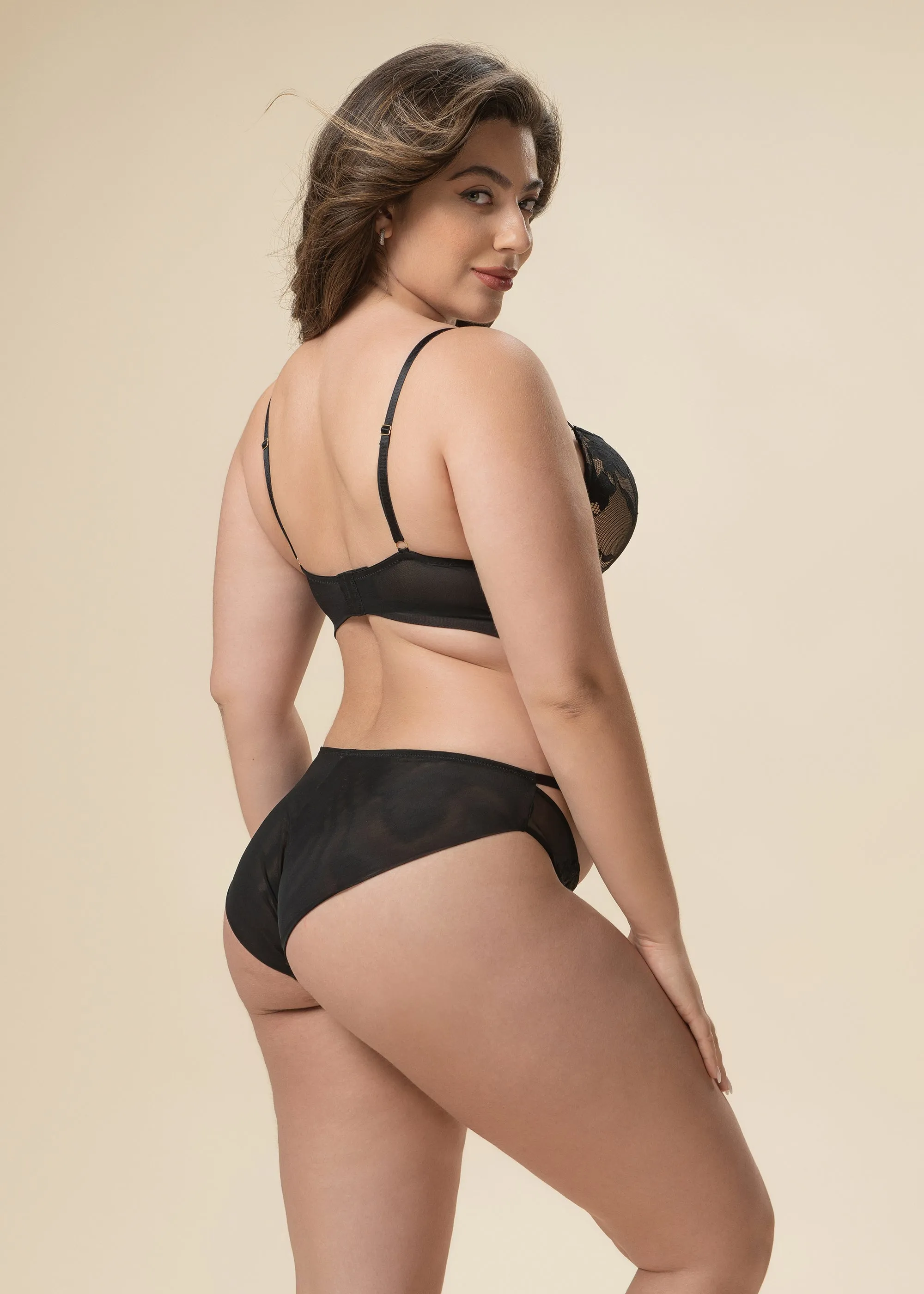 HEBE Plus Sexy Black Lace Brief Panties sold by UCA Lingerie product image thumbnail 4