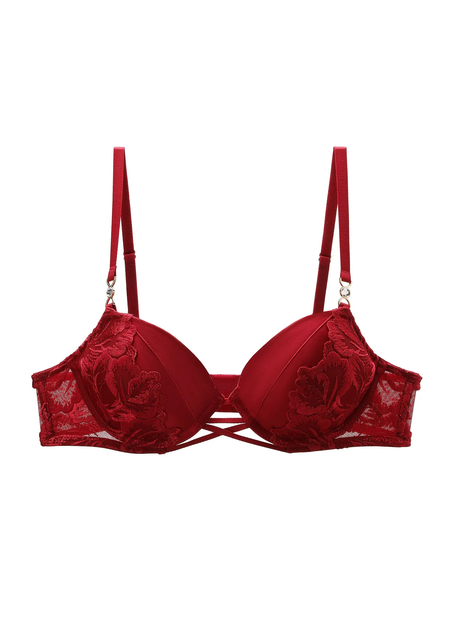 JESSICA Red Lace Push-Up Underwired Molded Cup Demi Bra sold by UCA Lingerie product image thumbnail 5