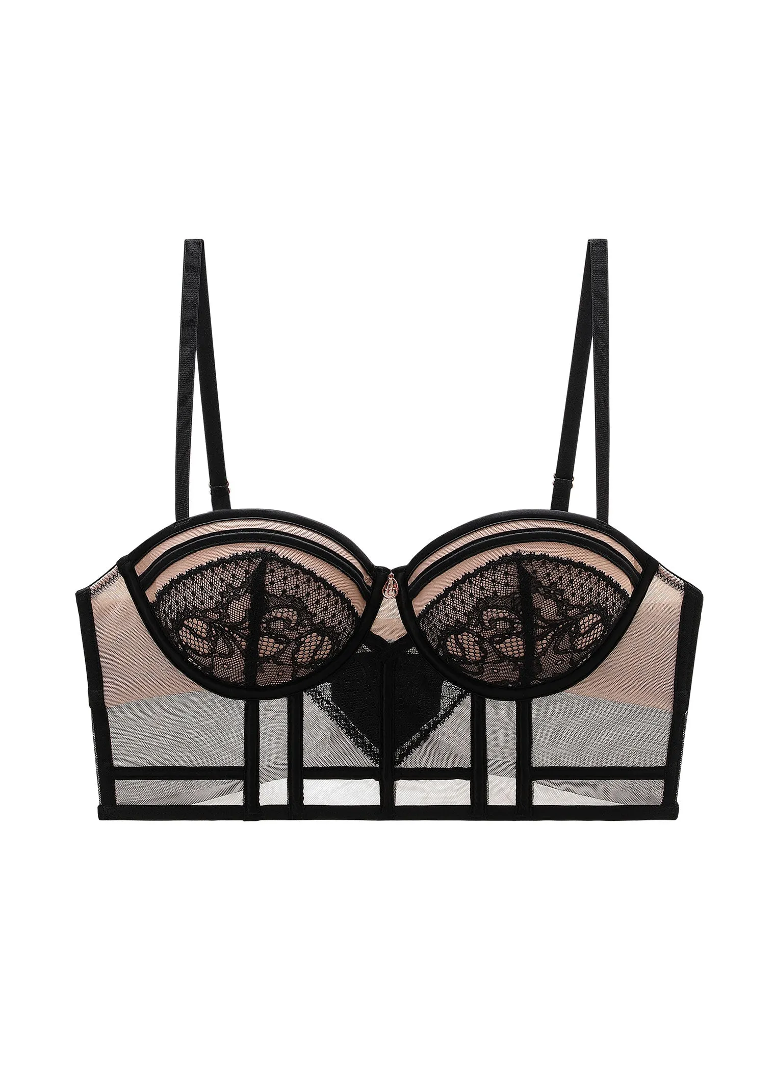 RITA Plus Black Lace Push-Up Wired Balconette Demi Corset Bra sold by UCA Lingerie product image thumbnail 5