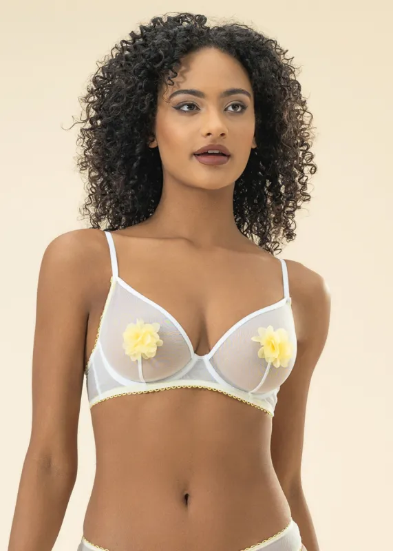 MAGNOLIA White Mesh Unlined Underwired Demi Bra sold by UCA Lingerie