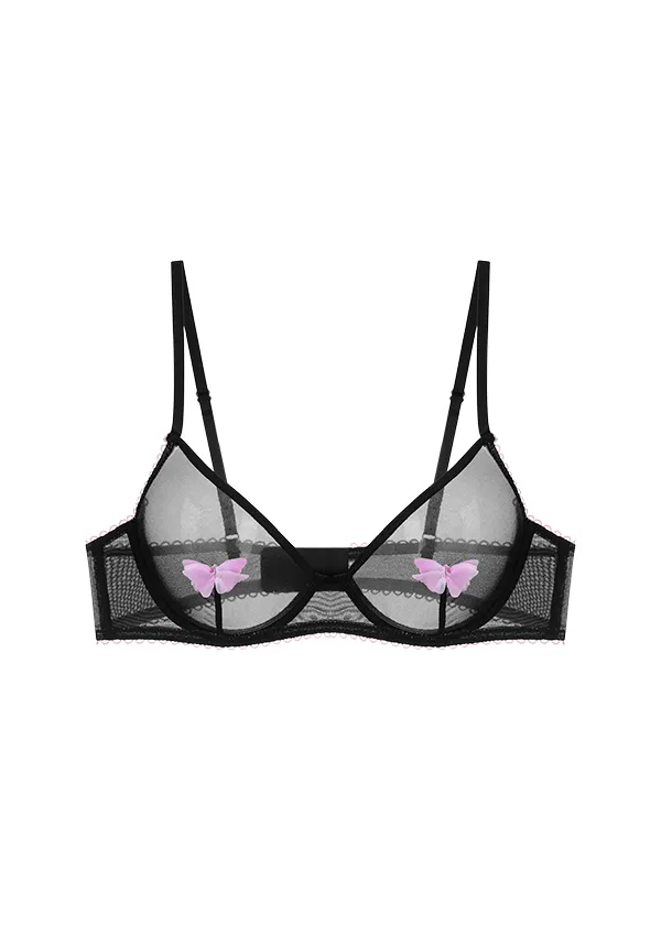 MAGNOLIA Black Mesh Unlined Underwired Demi Bra sold by UCA Lingerie product image thumbnail 5