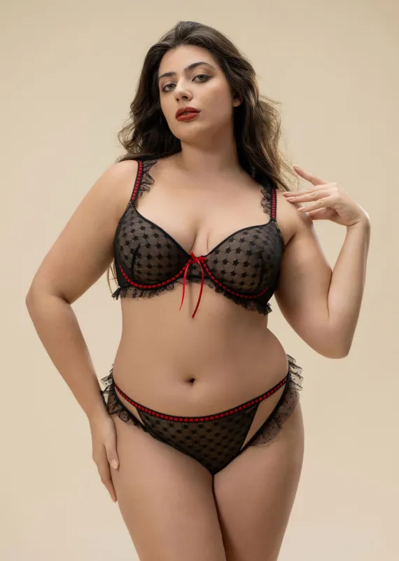 TRACY Plus Unlined Underwired Half-Moon Soft Pads Mesh Demi Bra sold by UCA Lingerie