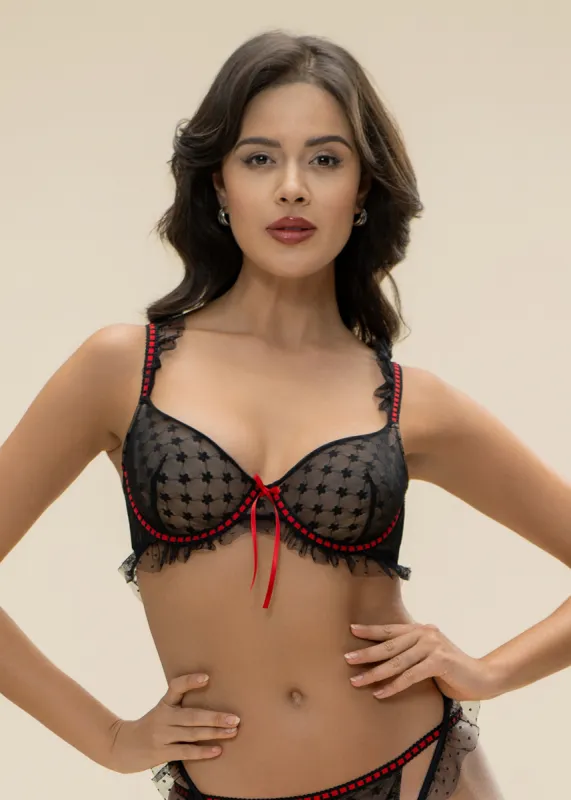 TRACY Unlined Underwired Half-Moon Soft Pads Mesh Demi Bra sold by UCA Lingerie