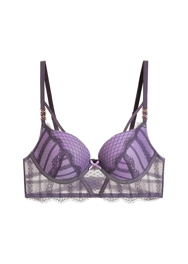 LEILA Plus Lace Push-Up Underwired Molded Cup Demi Long Bra sold by UCA Lingerie product image thumbnail 5