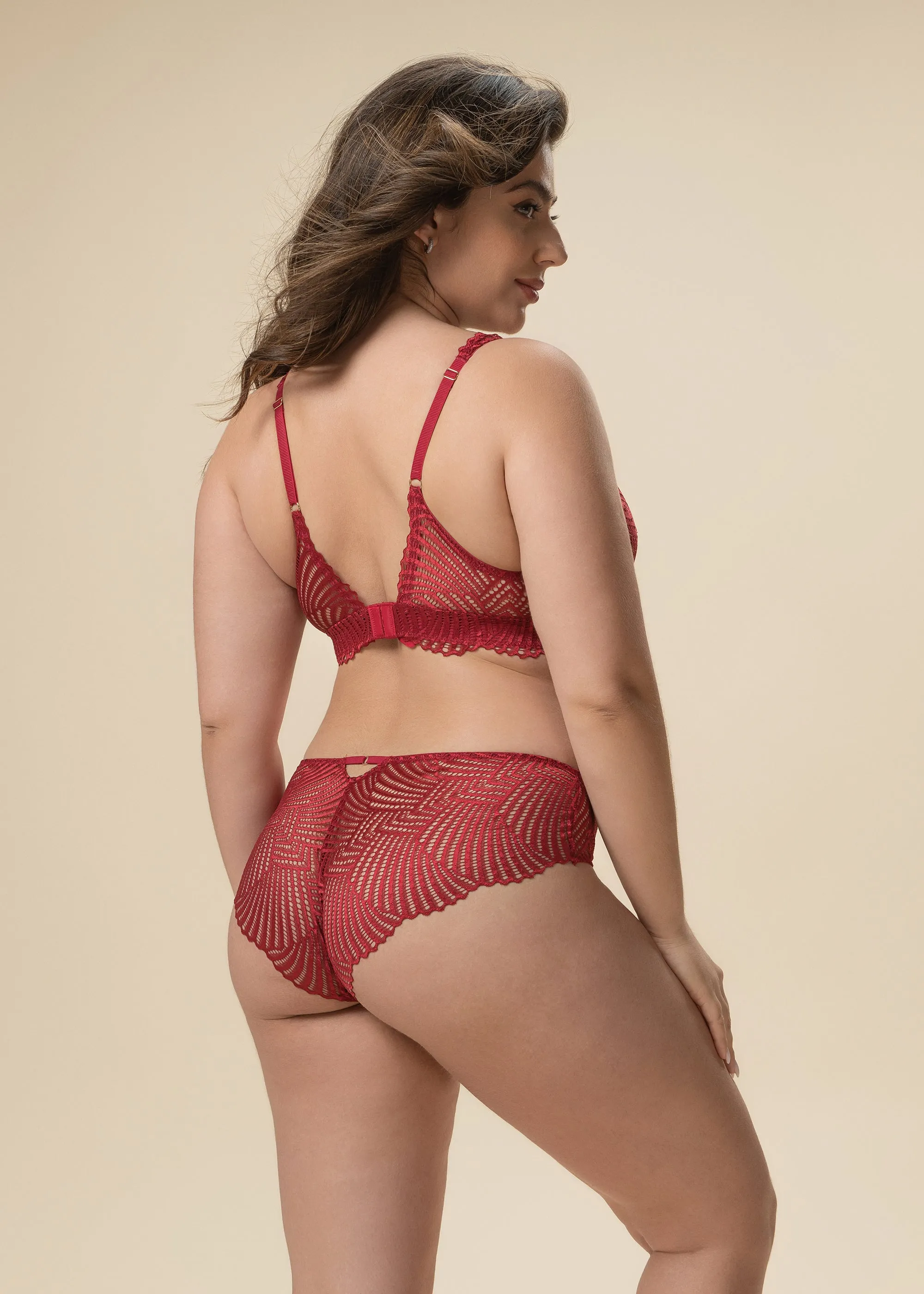 MILANO Plus Back-Closure Red Lace Triangle Bralette sold by UCA Lingerie product image thumbnail 3