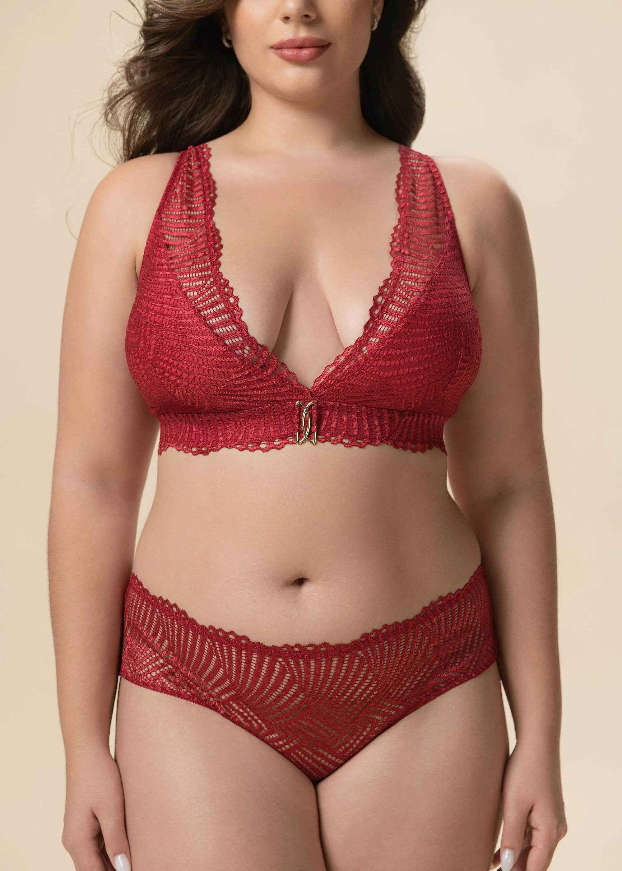 MILANO Plus Back-Closure Red Lace Triangle Bralette sold by UCA Lingerie product image thumbnail 4